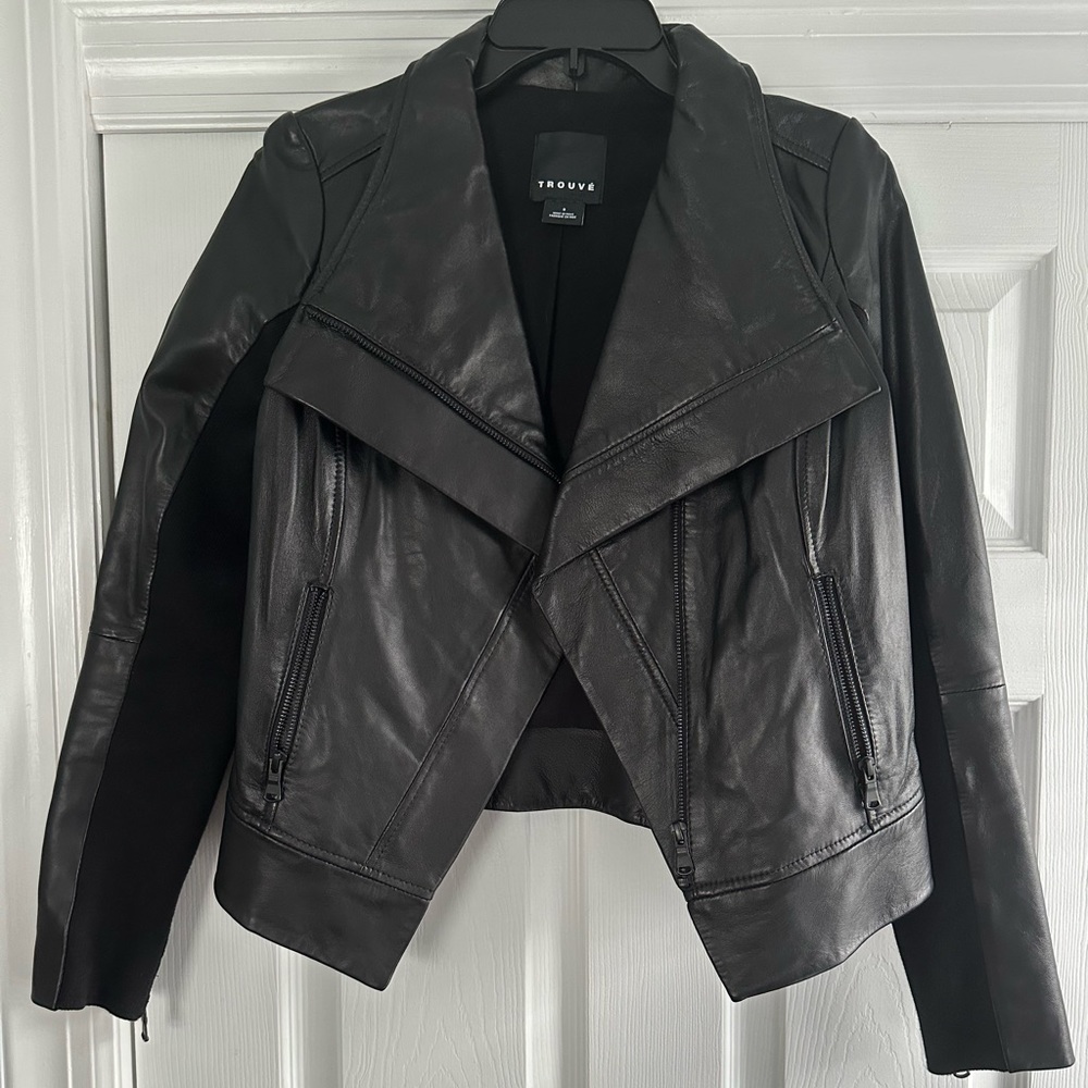 TROUVÉ BLACK LEATHER JACKET - Picture 4 of 7